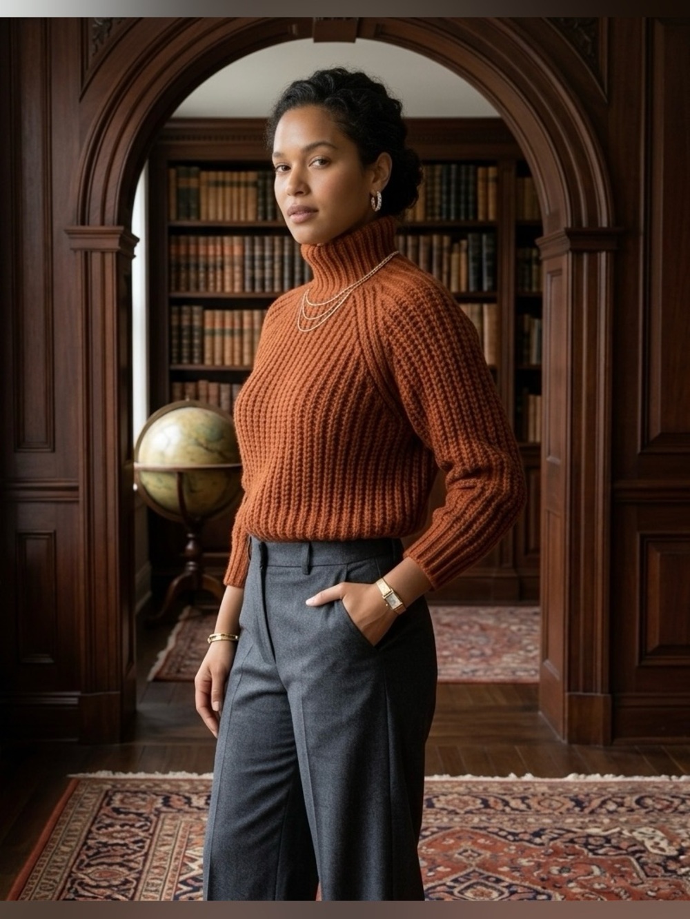 H&M Ribbed Chunky Turtleneck Sweater - Camel Brown - Picture 4 of 12